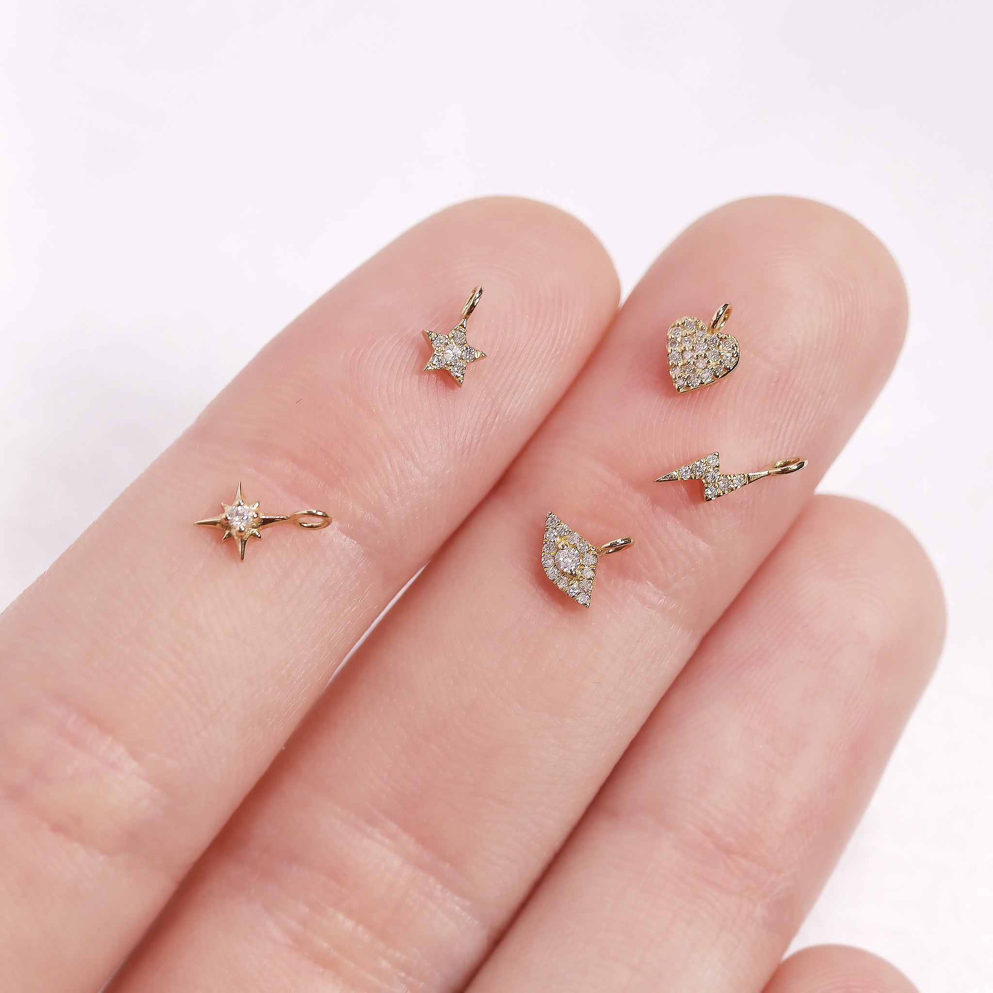 Permanent Jewelry 14K Solid Gold Diamond Star Charm / PMJ1013、mySite、dreamappss