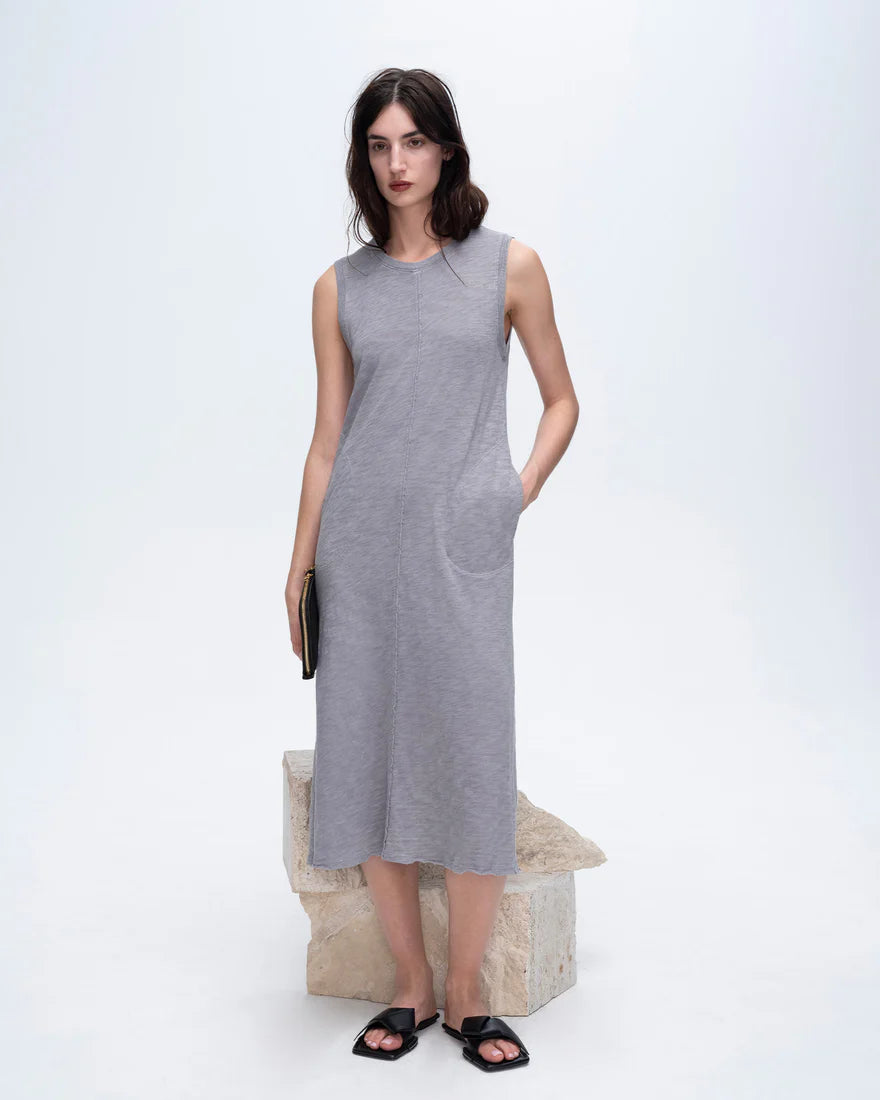 ATM Slub Jersey with Chroma Wash Sleeveless Crew Neck Midi Dress、mySite、noshort