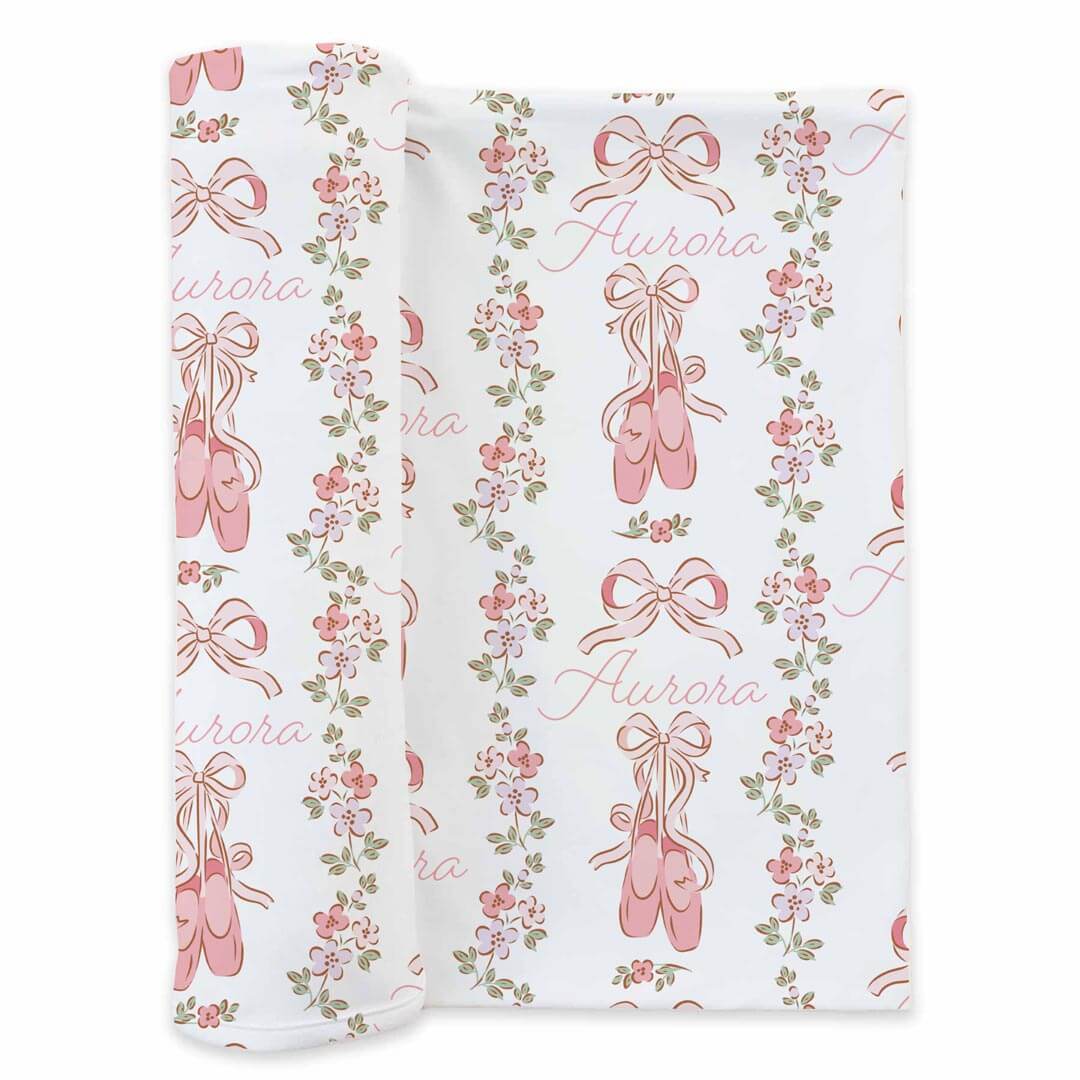  Ballet Blossoms Personalized Swaddle Blanket、mySite、layawaytickets