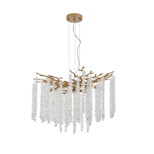 24-inch Modern Golden Pendant Light with Cascading Crystal Strands, Ideal for Living Room, Dining Room and Foyer, High-End Decorative Lighting Fixture (Bulb Not Included)、、eastwooduniform