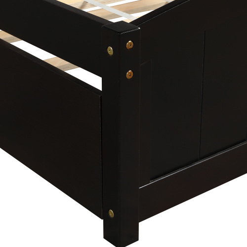 Twin size Platform Bed with Trundle, White、、casual