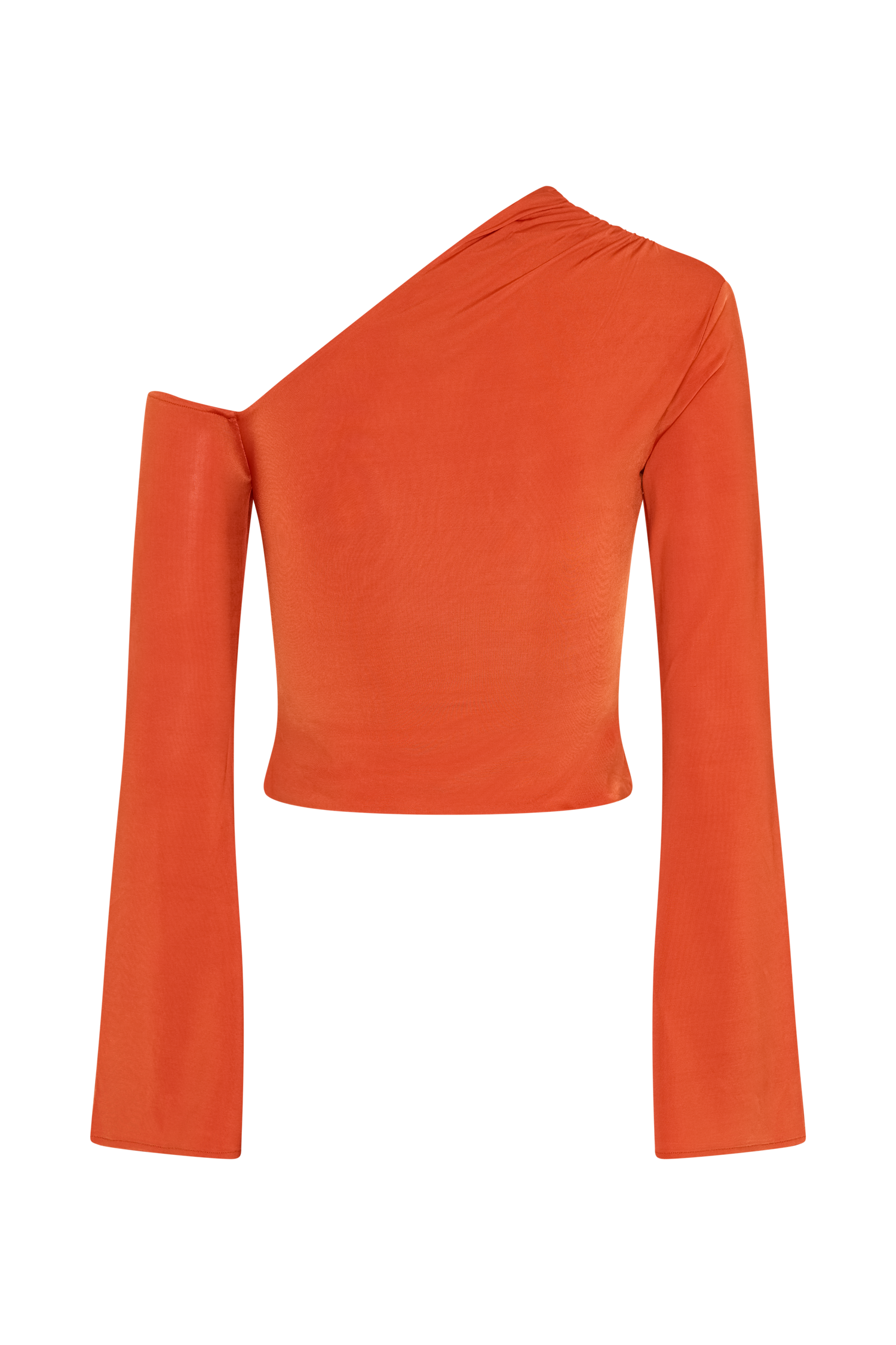 Ainsley Asymmetrical Long Sleeve Top With Floral Hardware - Burnt Orange、mySite、solidvoid