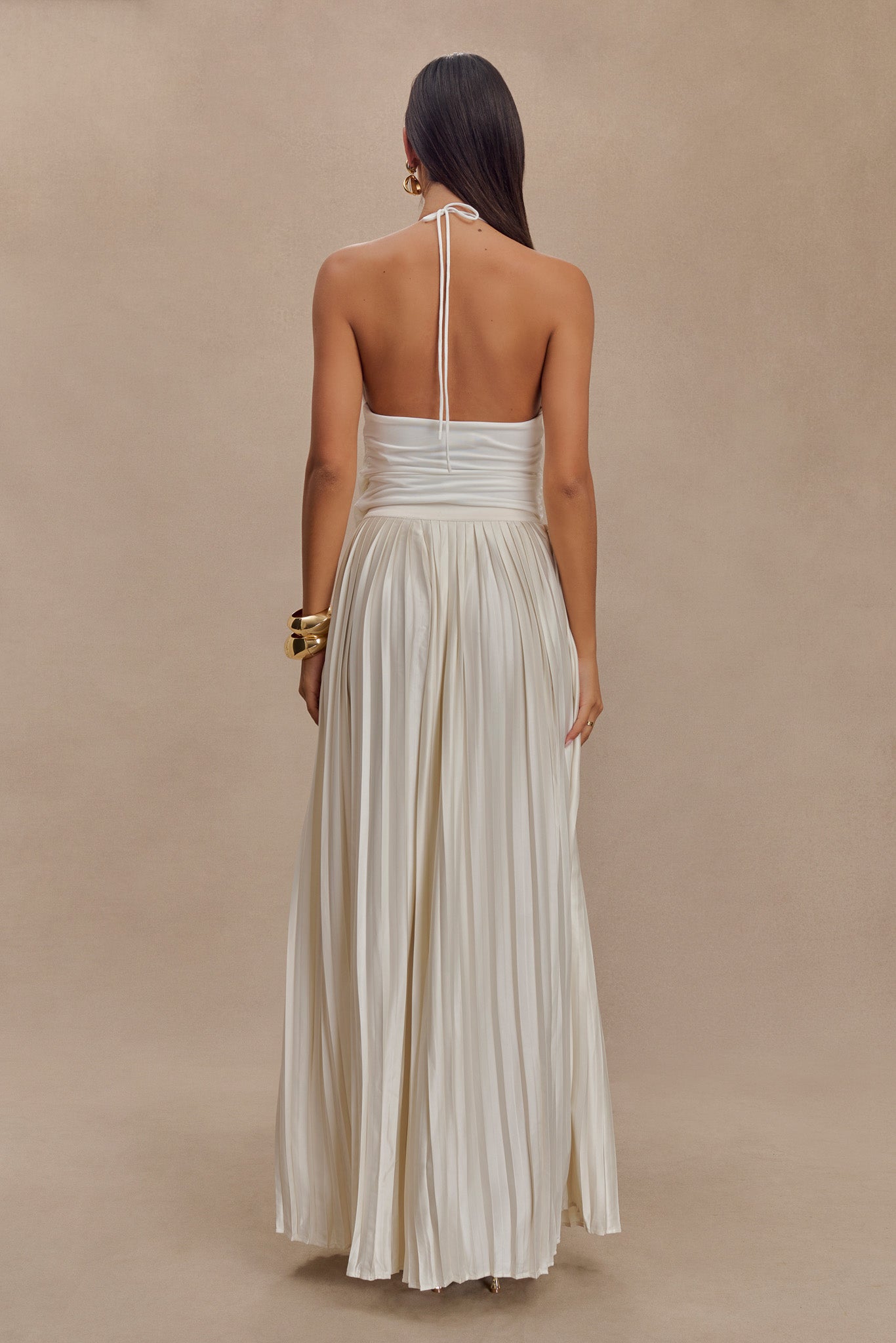 Tyla Draped Slinky Halter Top - White、mySite、solidvoid