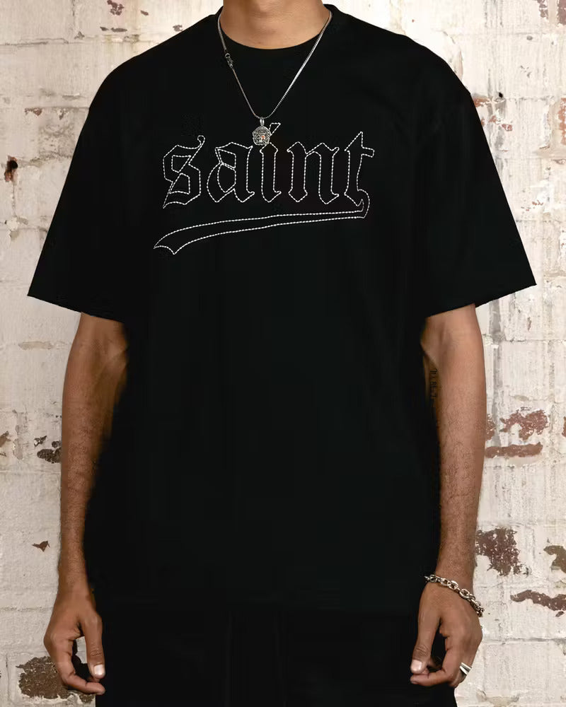 Saint Morta Allstar Embroidered Drop T-Shirt Black/White、mySite、zt4zffjzw