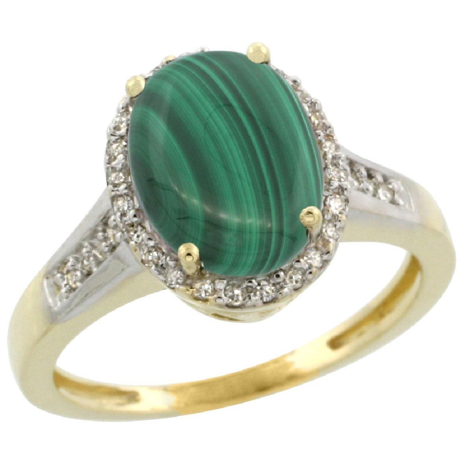 Malachite & Diamond Halo Ring in 10K Yellow Gold-Perfect and Affordable Engagement Ring!、mySite、g9winljtr