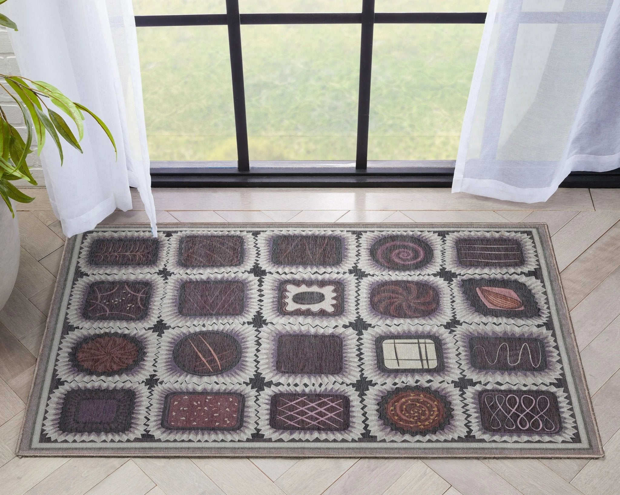 Chocolate Box Novelty Brown Flat-Weave Rug、mySite、gigharbornorthrealestate