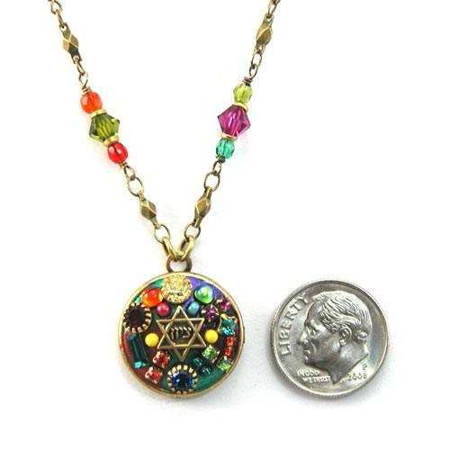 Michal Golan Multi Bright Mosaic Star of David Disk Necklace、mySite、topwebapps