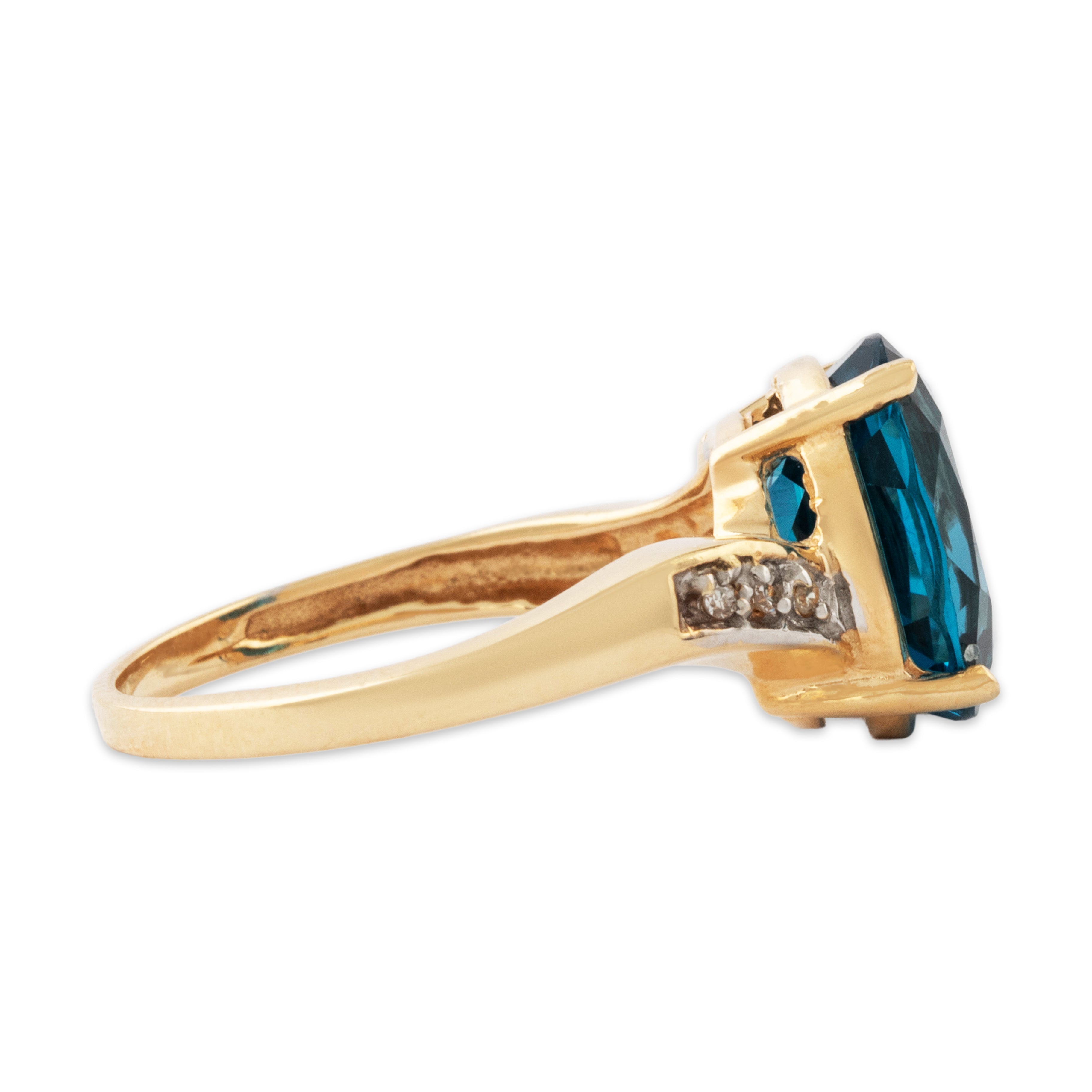 Vintage 14k Yellow Gold 5ct London Blue Topaz Diamond Deep Lagoon Ring 6.75、mySite、hinf8tx79