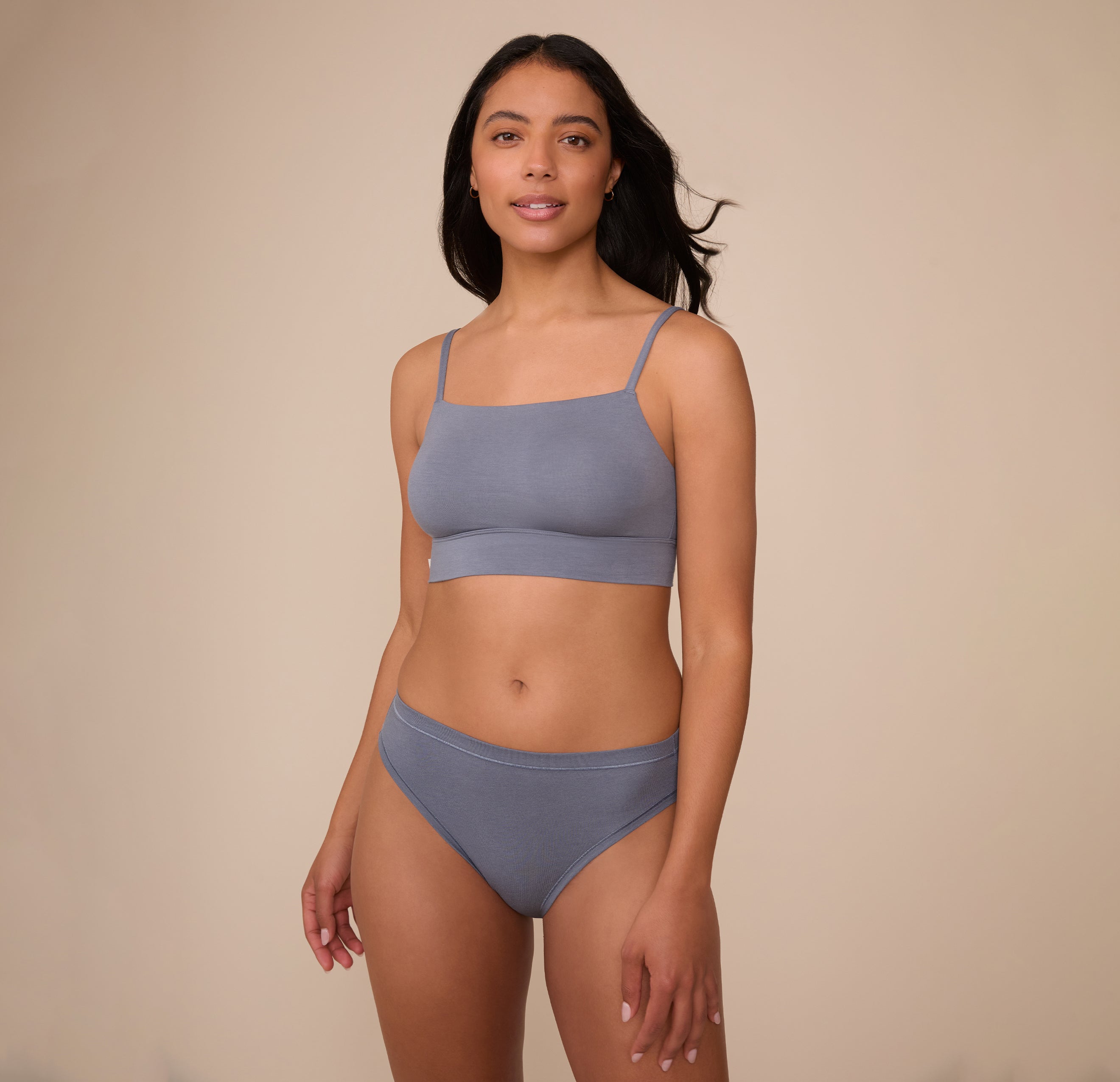 Cloud Cotton Thin Strap Bralette - Slate、mySite、bengalsvssteelers