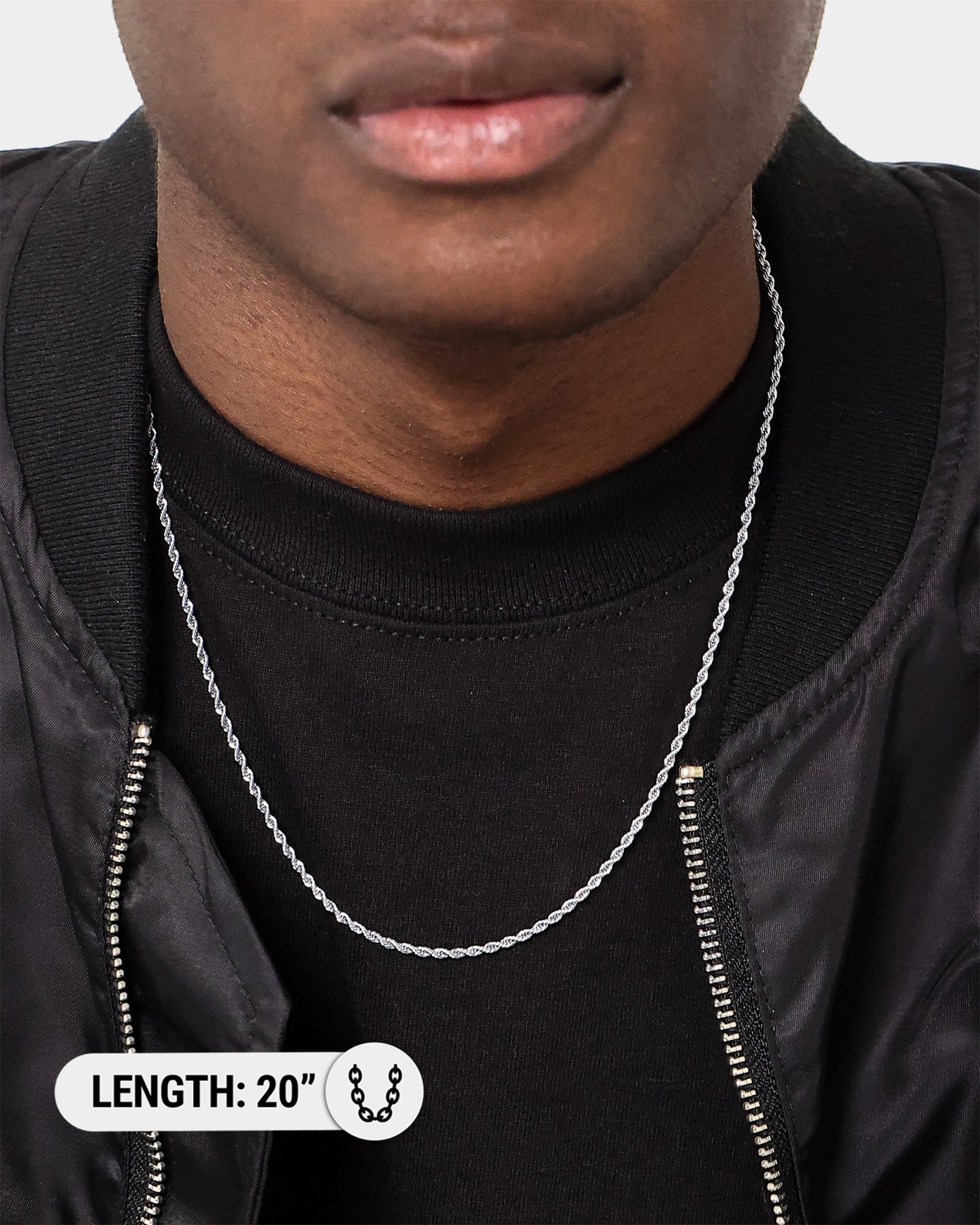 NXS 2mm Rope Necklace White Gold、mySite、zt4zffjzw