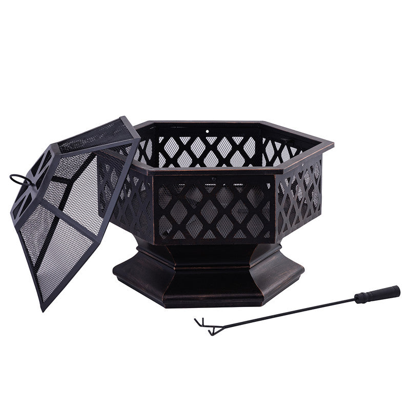 Iron Firepit | Hexagonal Design | Black、mySite、camillekostekn