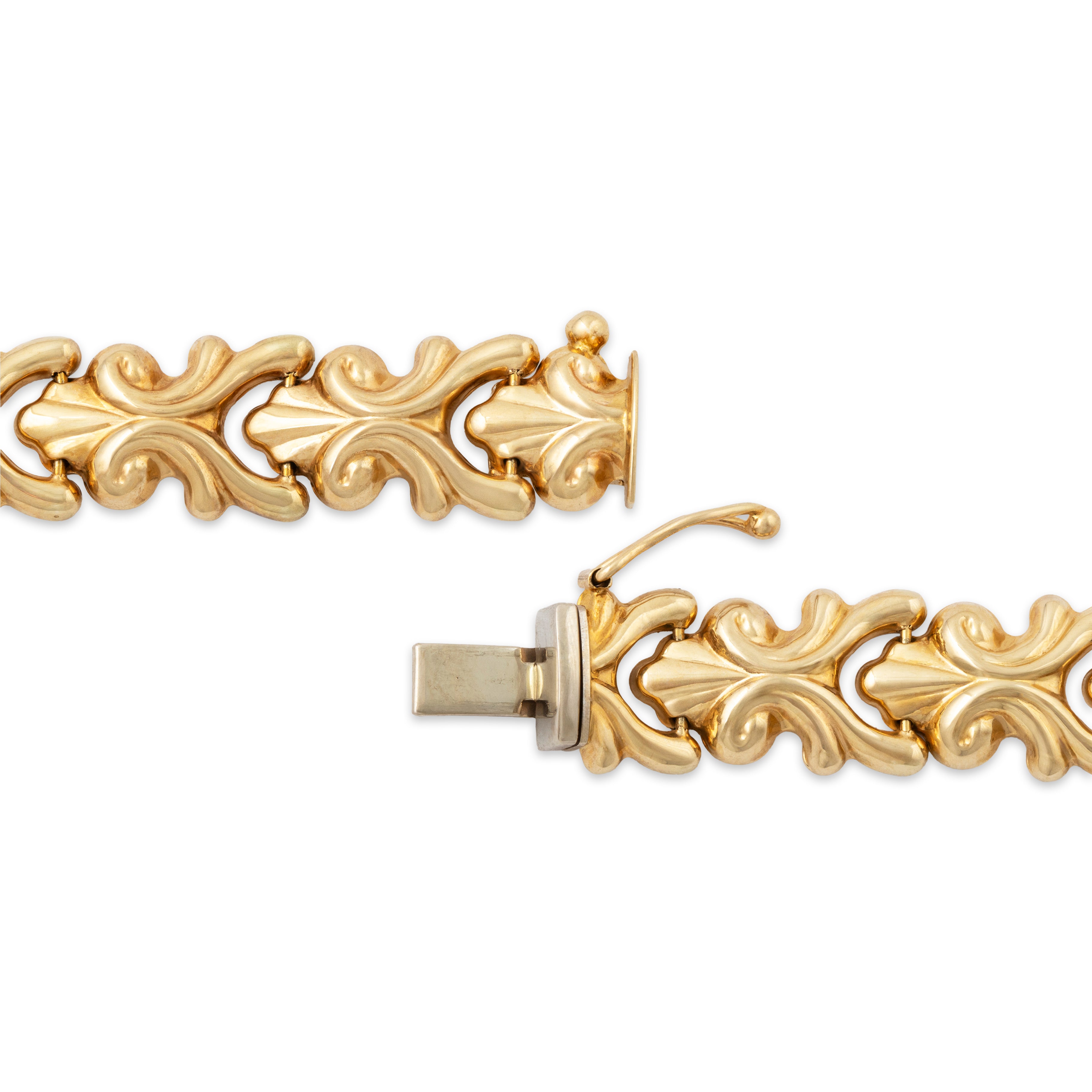 Vintage Italian 14k Yellow Gold Swirl Link Bracelet 7、mySite、hinf8tx79