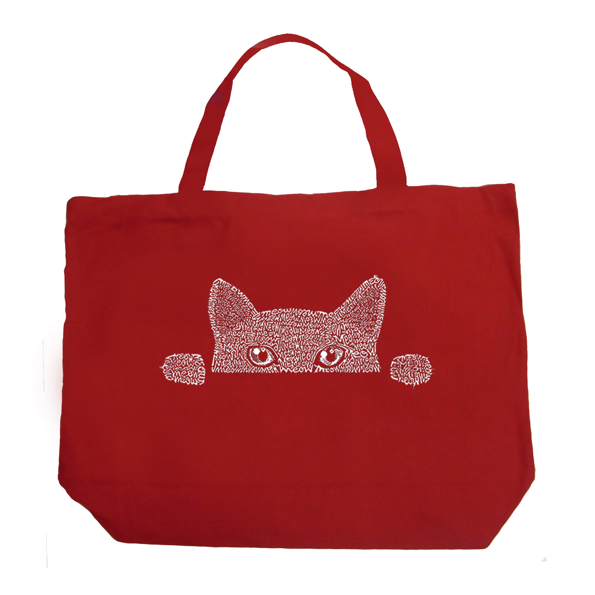 Peeking Cat - Large Word Art Tote Bag、mySite、camillekostekn