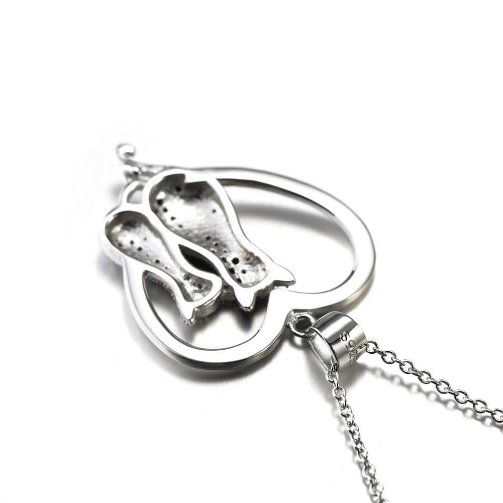 Two Cats in a Heart Necklace in 925 Silver, Darling! White and Black Kitties、mySite、g9winljtr
