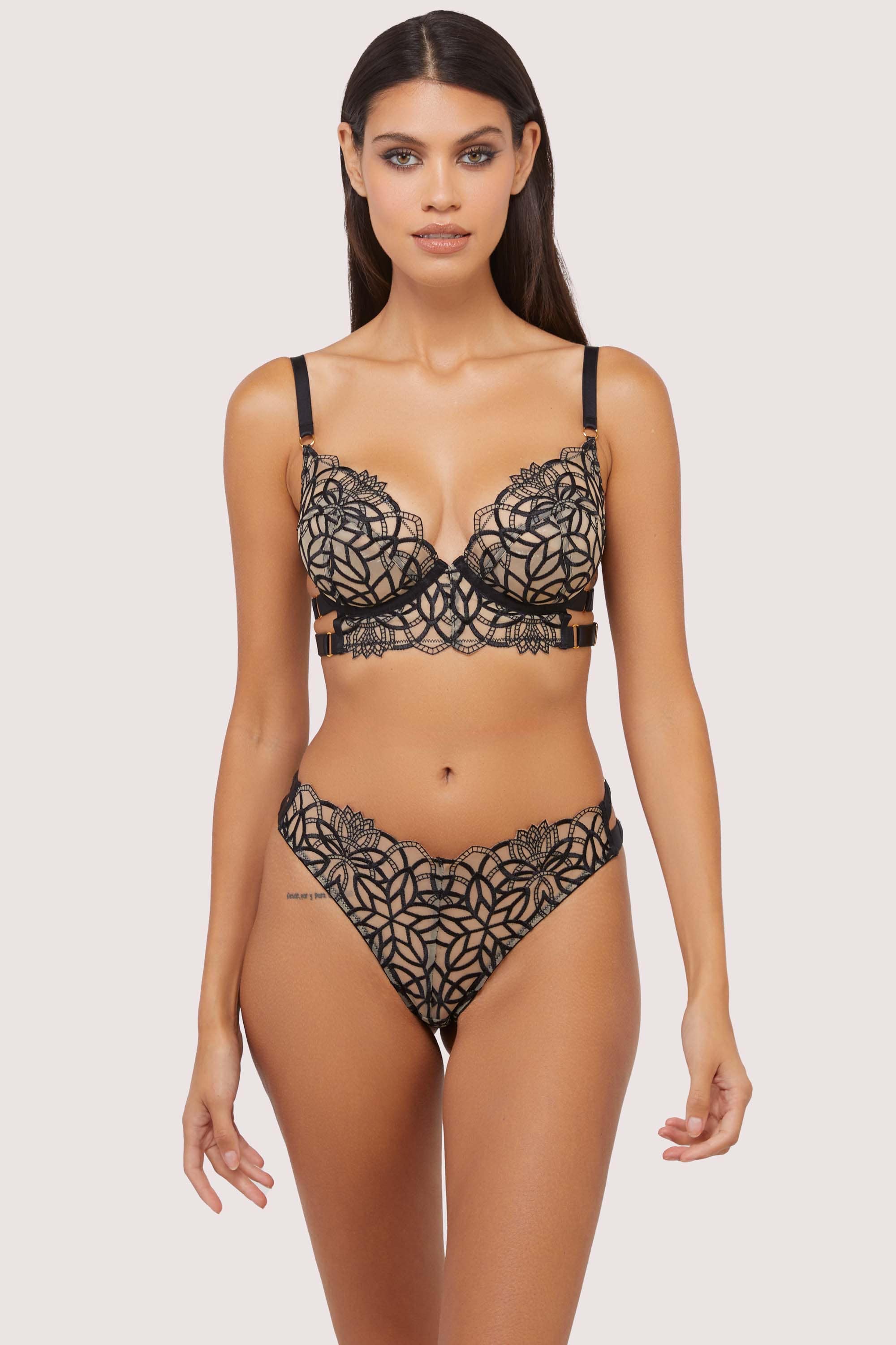 Aisha Black Optical Embroidery Ring Thong、mySite、bengalsvssteelers