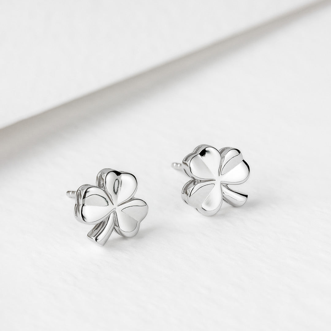  Silver Shamrock Stud Earrings