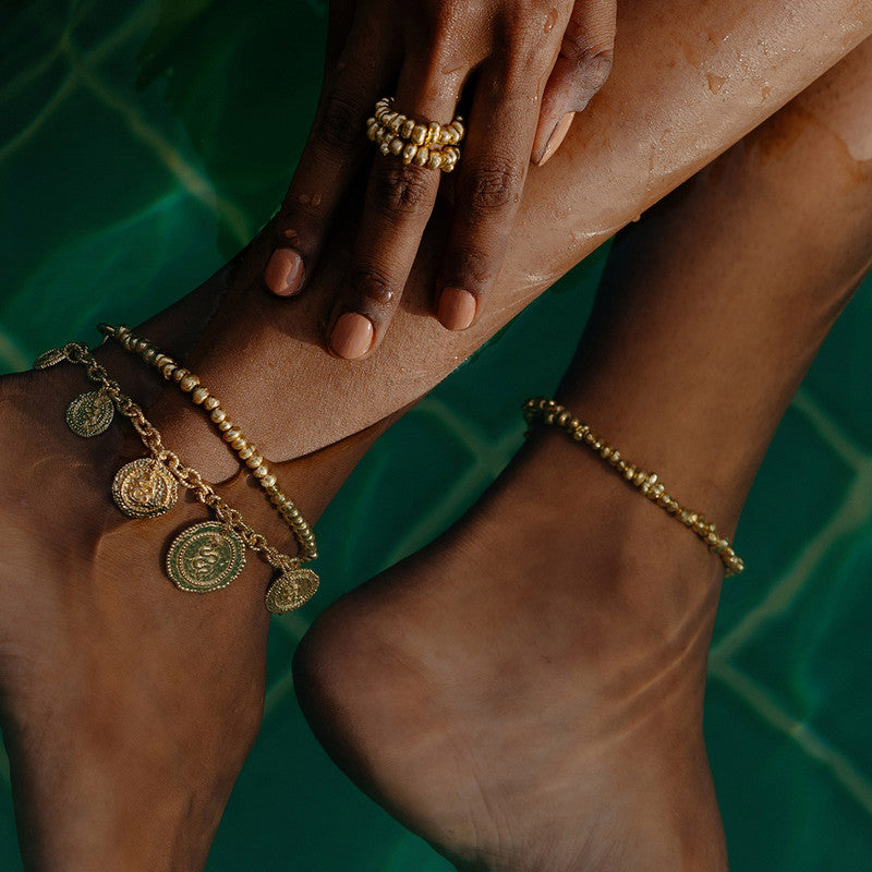 Molten Beaded Anklet | 14K Gold Plated、mySite、camillekostekn