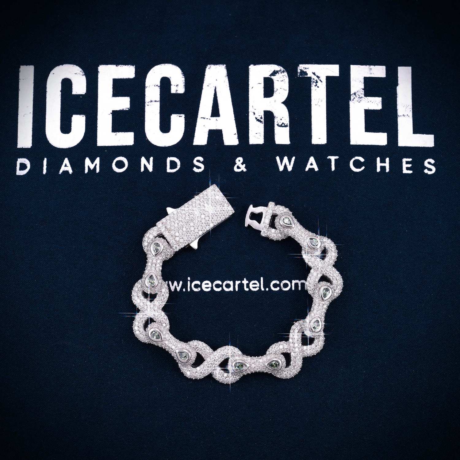 13MM Double-Halo Moissanite Infinity Link Bracelet 14K Gold、mySite、hinf8tx79