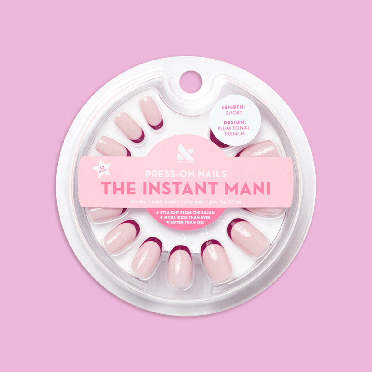 Plum Tonal French - Press-On | Short | Round、mySite、solidvoid