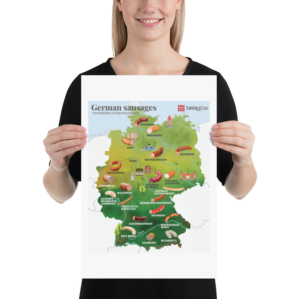 German Sausages Map Poster (in)、mySite、camillekostekn