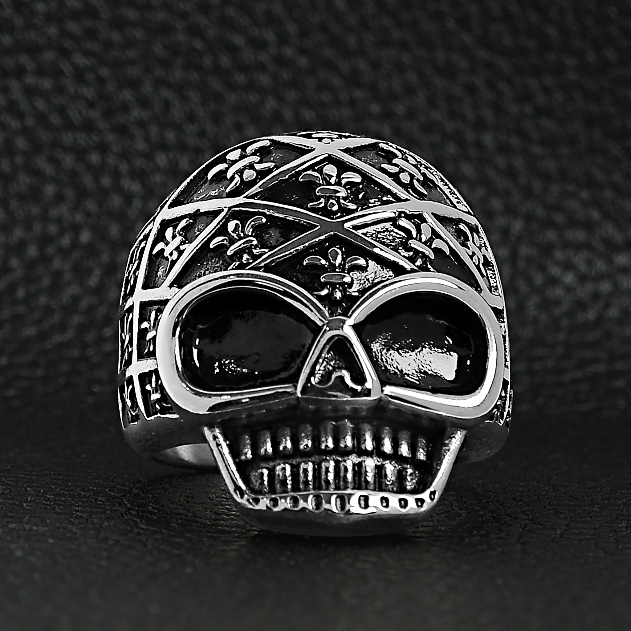 Stainless Steel Skull With Fleur De Lis Pattern Ring / SCR4023、mySite、dreamappss
