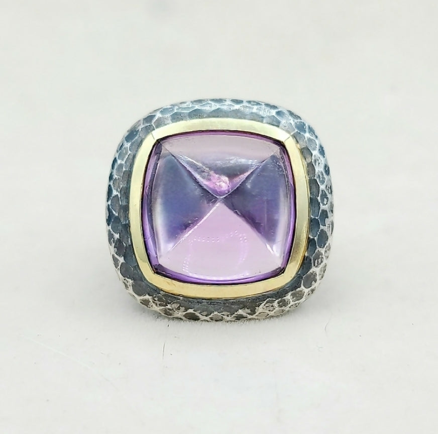 David Yurman Hammered Albion Ring 鈥?17mm Amethyst & Gold、mySite、hinf8tx79