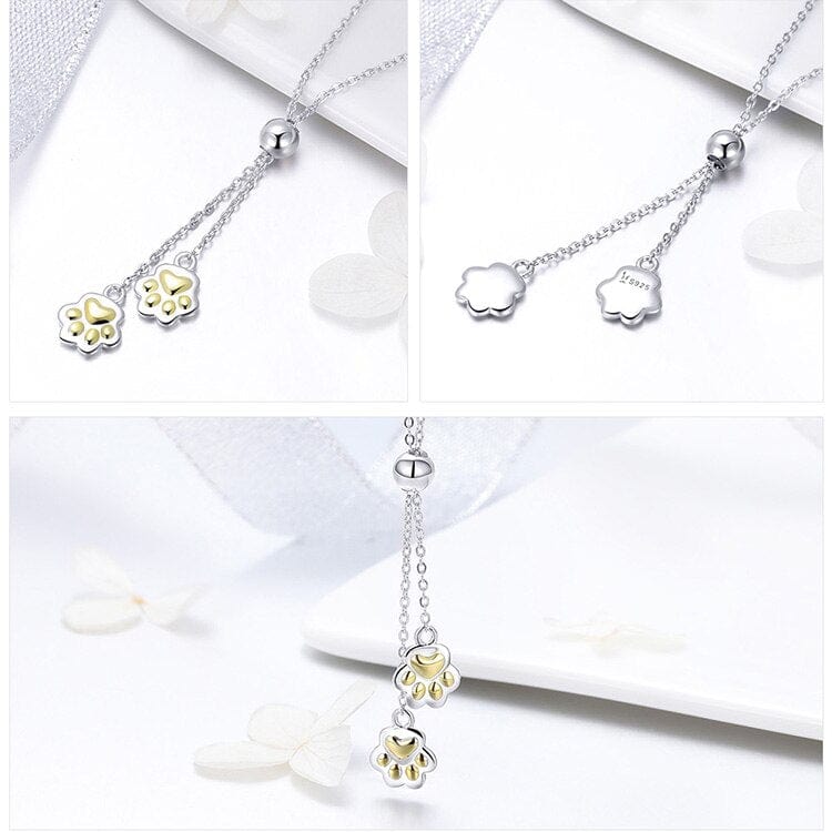 Paw Adjustable Slide Necklace Sterling Silver、mySite、g9winljtr