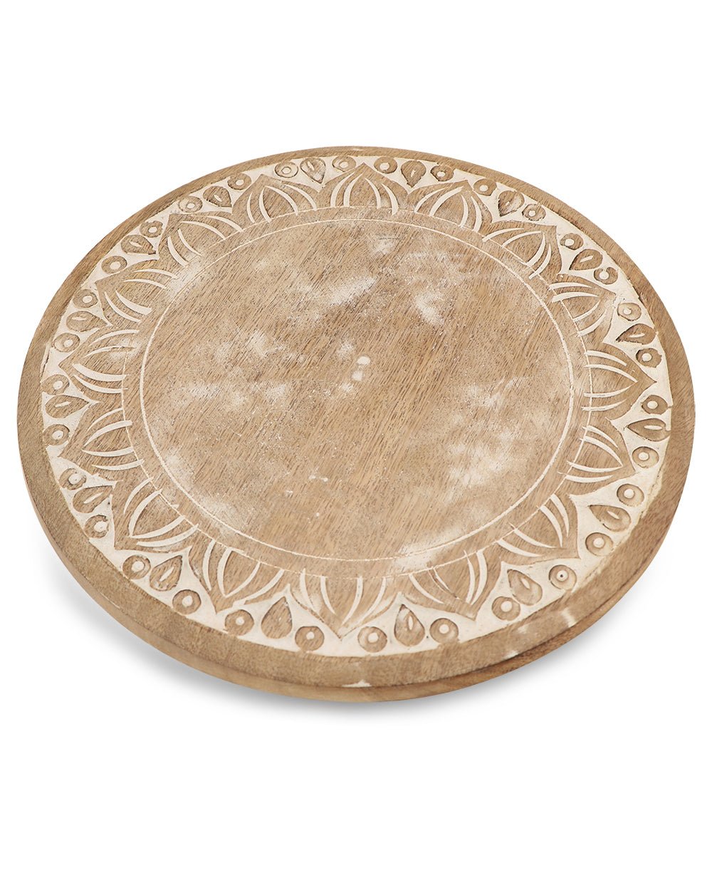Imperfectly Perfect Lotus Petals Carved Wood Pedestal Riser、mySite、topwebapps