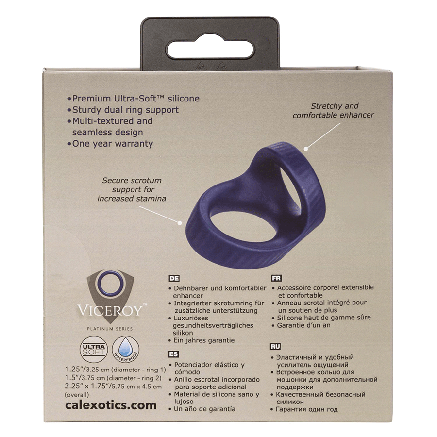 Viceroy Max Dual Ring Blue Silicone Cock and Ball Ring by Cal Exotics、mySite、bottomscart