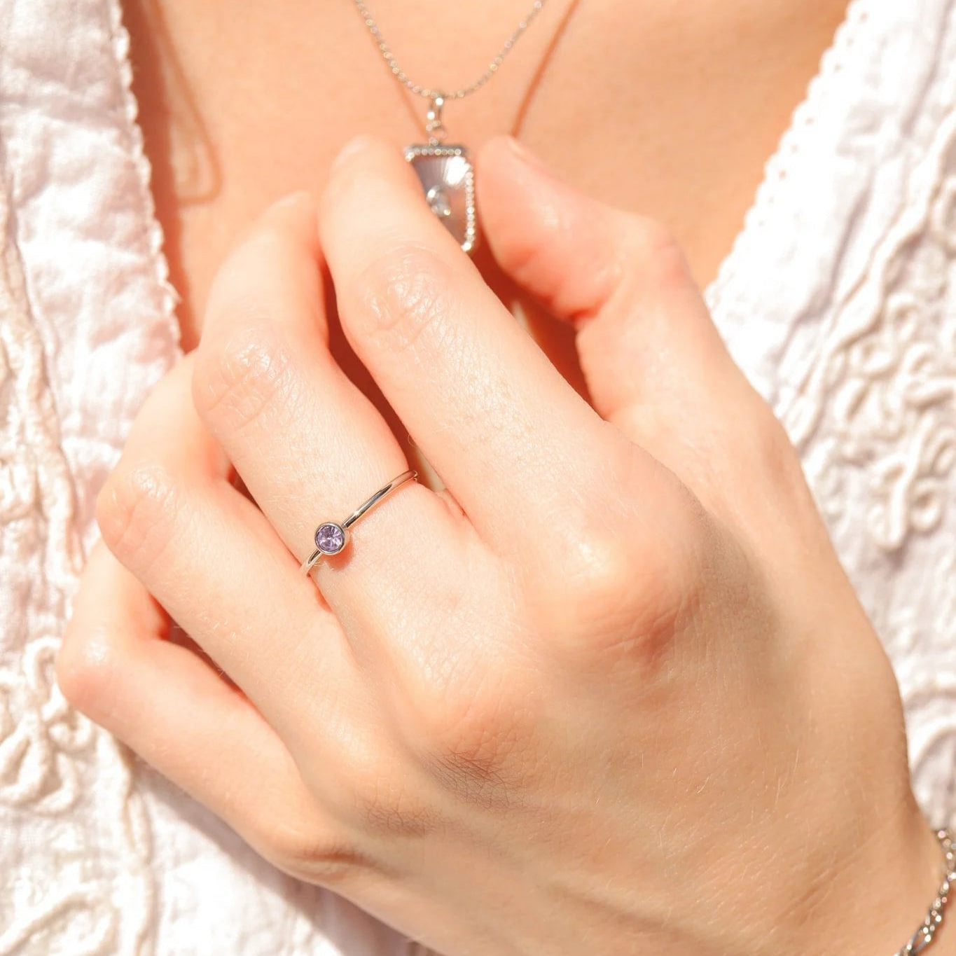 Stainless Steel Birthstone Stacking Ring Size 3 / ZRJ1000、mySite、dreamappss