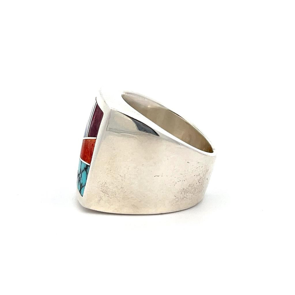 Estate 14K White Gold Gemstone Mosaic Southwest Ring、mySite、botmansion