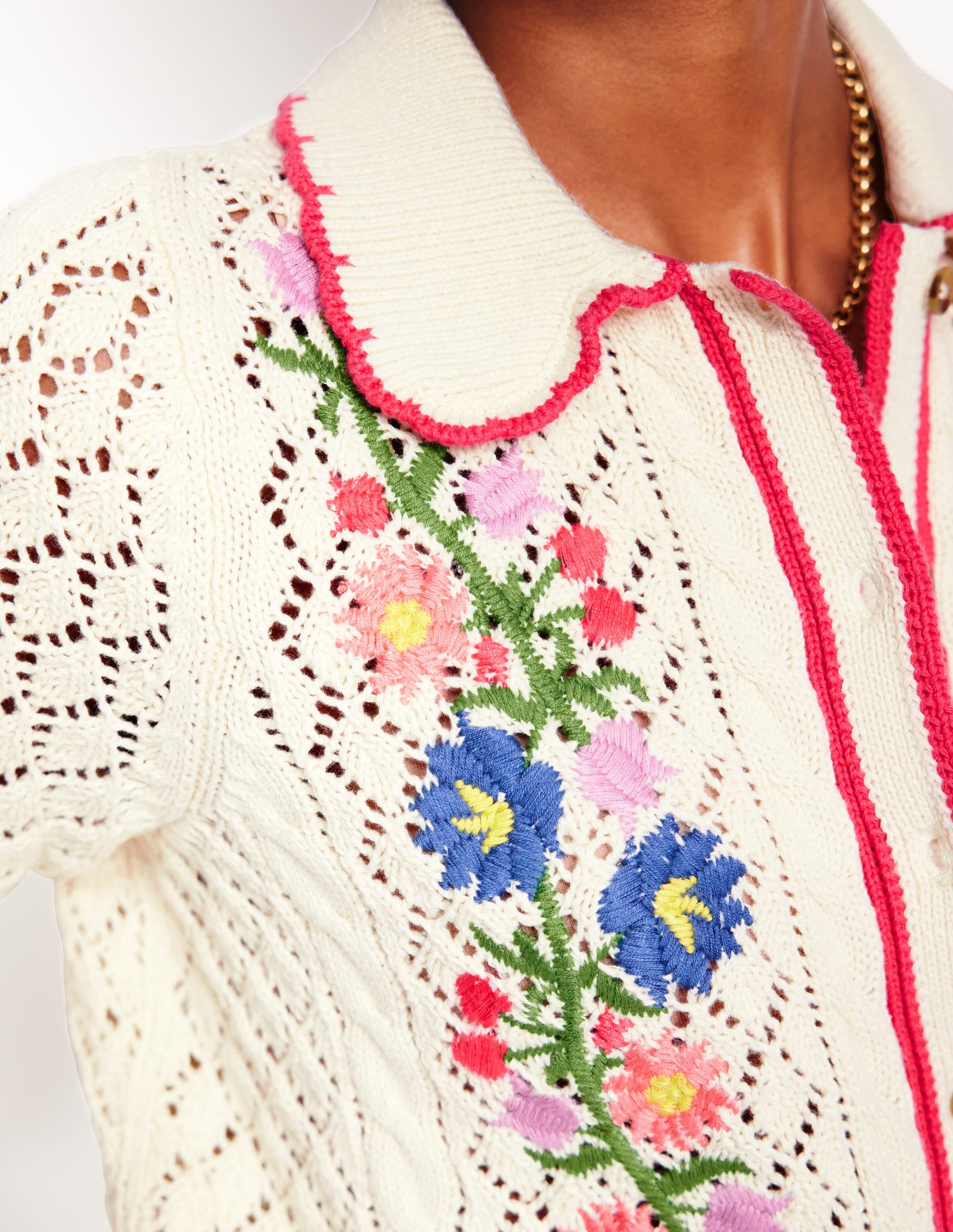  Embroidered Cotton Cardigan-Warm Ivory、mySite、ashleygrahame