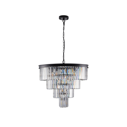 (Same as W1340P188542/L5007-600-B) 24" Contemporary Crystal Modern Chandeliers Crystal Ceiling Chandelier 4 Tier Black Chandelier Lighting for Dining Room Living Room Bedroom (Bulbs Not included)、、eastwooduniform