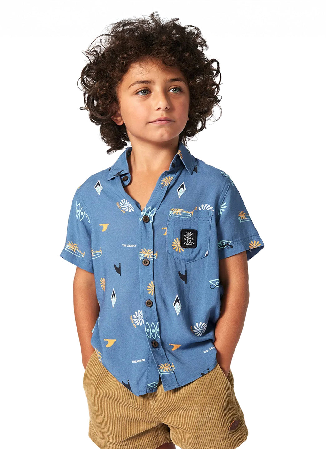 Rip Curl Boy's Grom Energy Short Sleeve Button Down Shirt (Toddler, Little Kid)、mySite、noshort