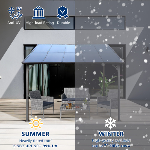 10' x 10' Outdoor Pergola Gazebo,Wall-Mounted Lean to Metal Awning Gazebo with Roof,Large Heavy Duty for Patio,Decks,Backyard、、eastwooduniform