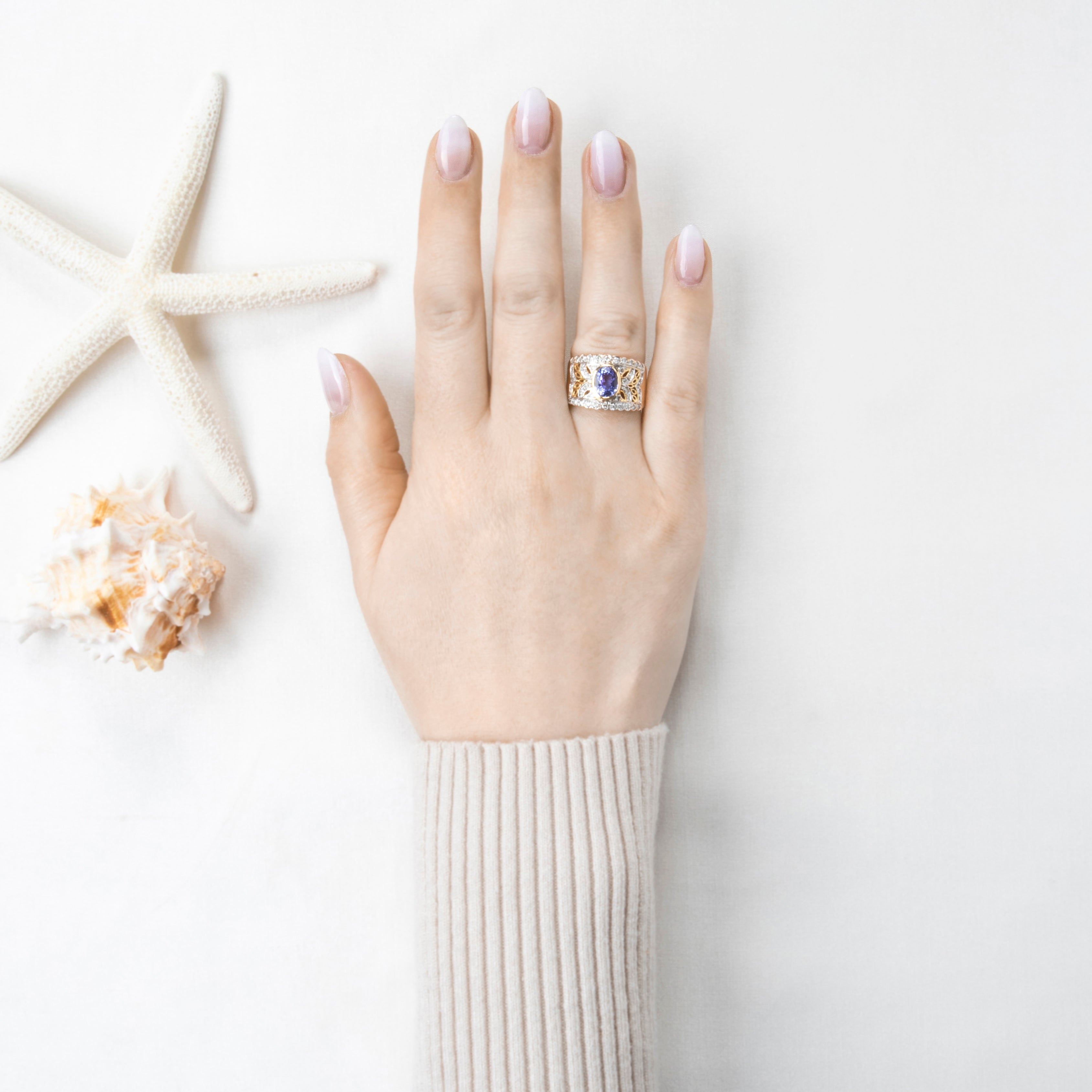 Vintage Wide 18k Yellow Gold 1.2ct Tanzanite .372cttw Diamond Ring 7.25、mySite、hinf8tx79