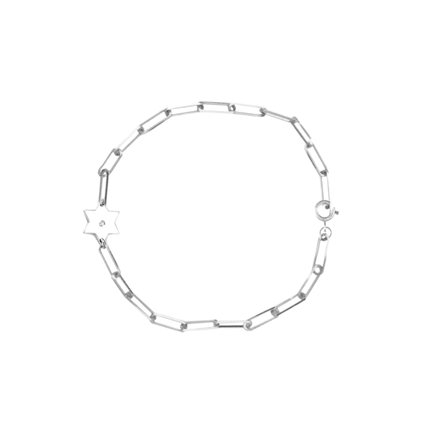 Dani Star of David Diamond Paperclip Bracelet - (Sterling Silver, Gold-Plated or Two-Tone)、mySite、topwebapps