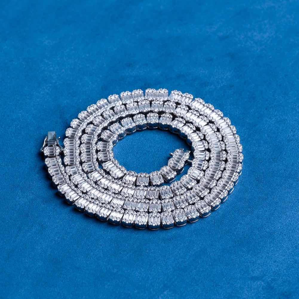 7MM Moissanite Baguette Tennis Chain 14K Gold、mySite、hinf8tx79