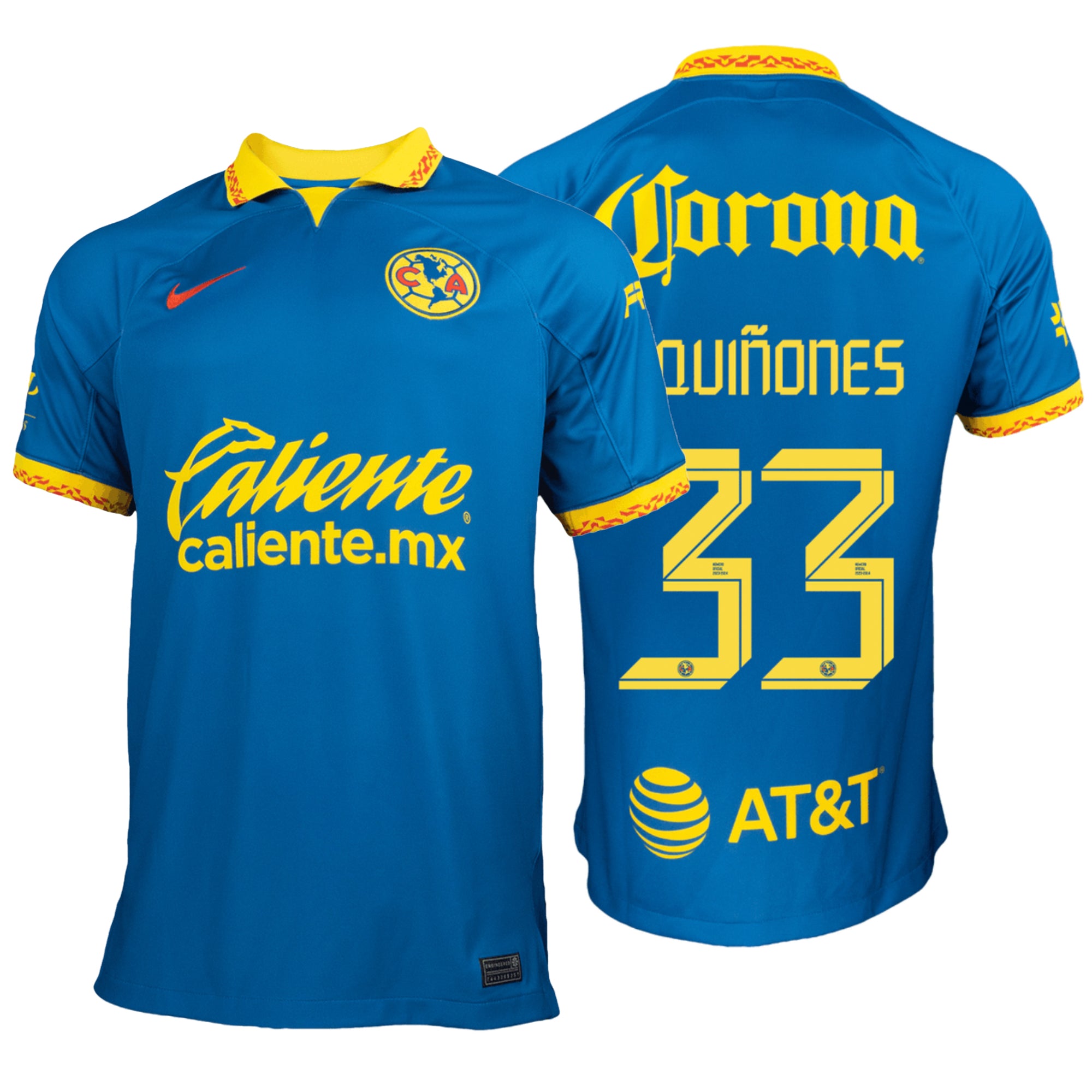 Nike Men's Club America 2023/24 Away Jersey w/ J.Quinones #33 Printing、mySite、noshort