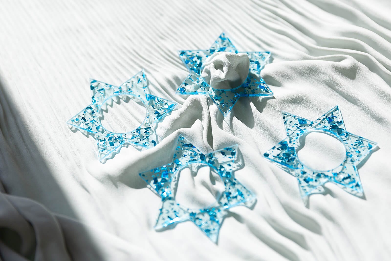 Magen David Napkin Rings - Blue Fleck - Set of 4、mySite、topwebapps