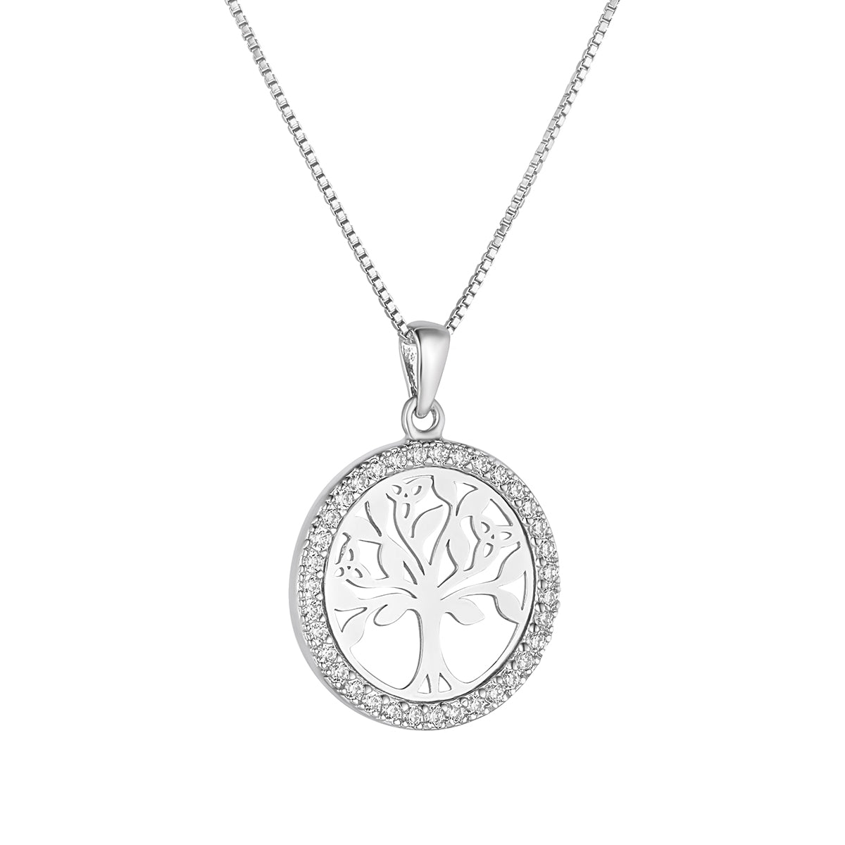 Sterling Silver Cz Round Tree Of Life Necklace、mySite、botmansion