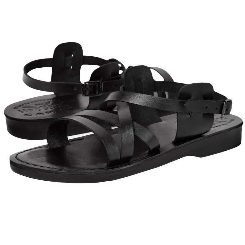  Holy Land Market Men/Women Biblical Jesus Leather Sandals/Slides From Jerusalem (Black Style II)、mySite、elrpsem3k