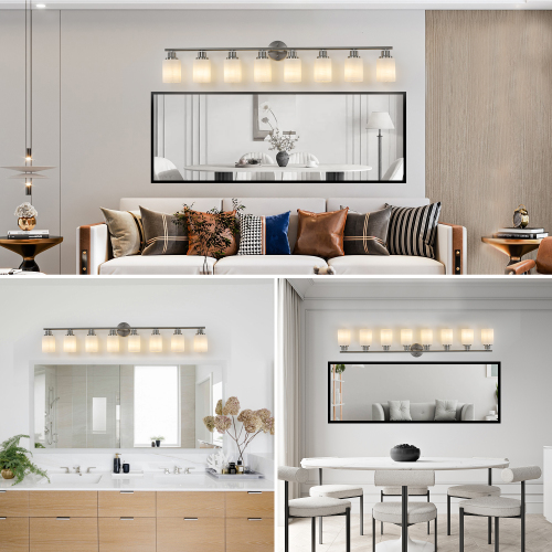 31" Modern 5-Light Vanity Wall Sconce, Golden Finish with Frosted Glass Shades for Bathroom or Hallway Lighting (No Bulbs)、、eastwooduniform