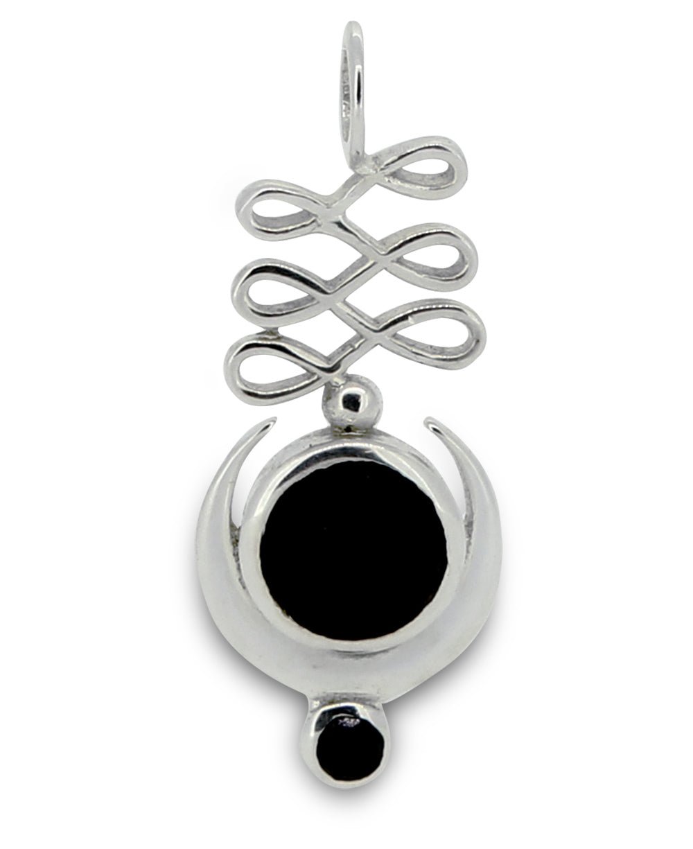 Sterling Silver Unalome Moon Black Onyx Pendant、mySite、topwebapps