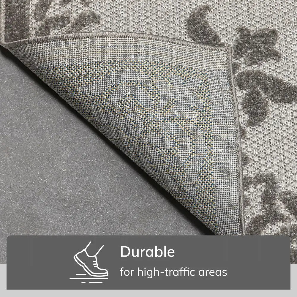 Arid Modern Medallion Persian Indoor/Outdoor Grey High-Low Rug、mySite、gigharbornorthrealestate