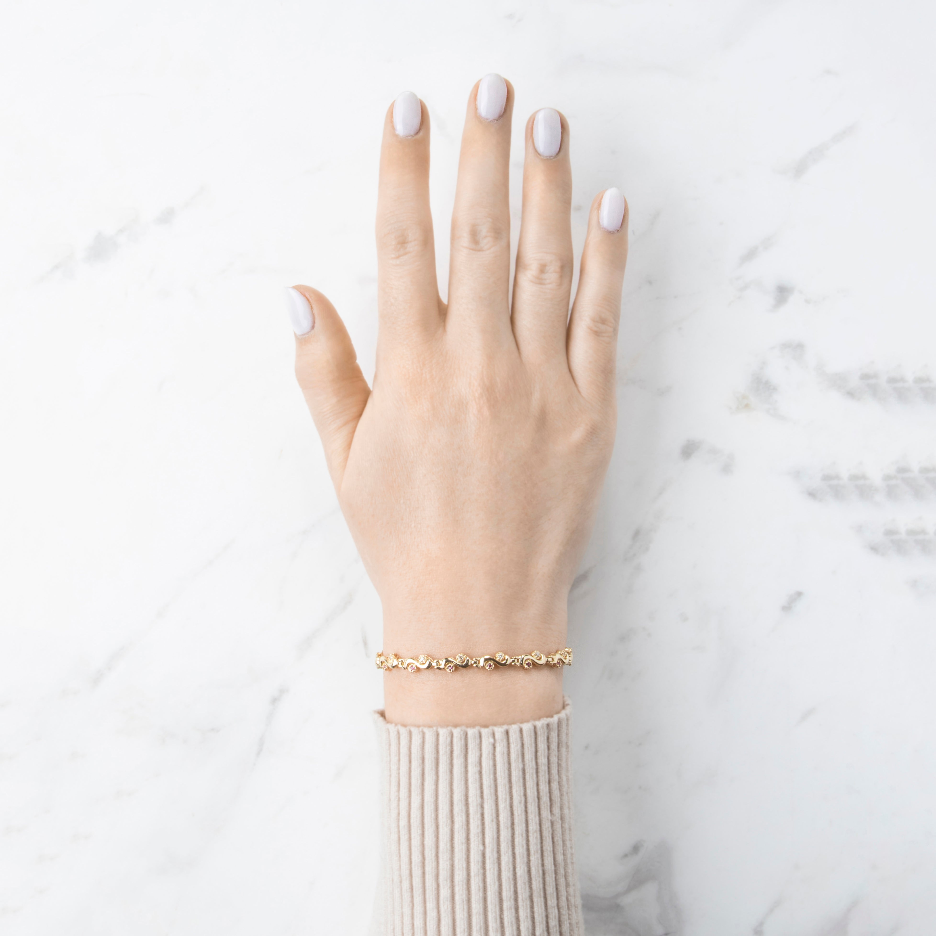 Vintage 14k Yellow Gold Ruby Diamond Swirl Link Bracelet 6.75、mySite、hinf8tx79