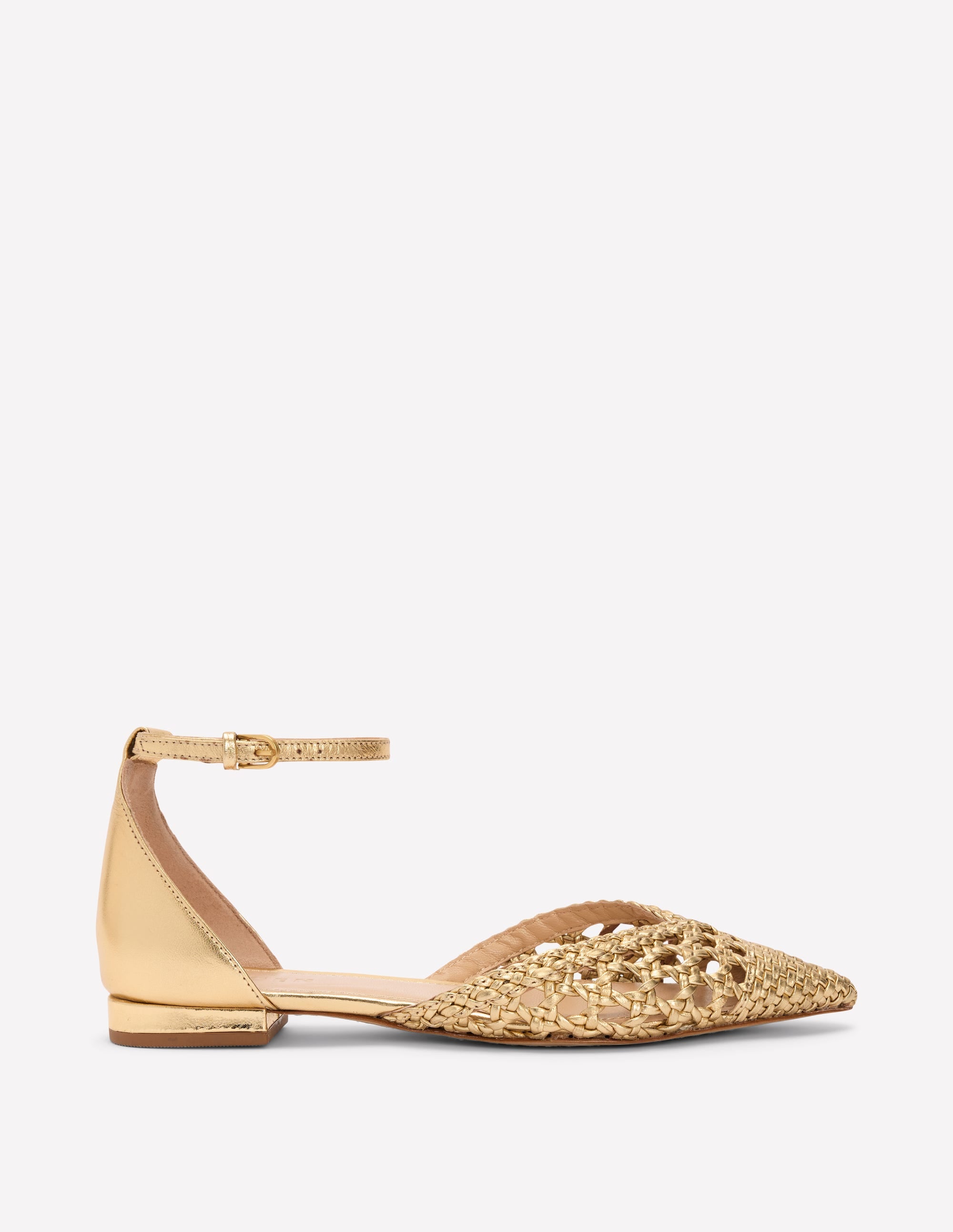  Pointed Toe Cap Flats-Gold Woven Leather、mySite、ashleygrahame