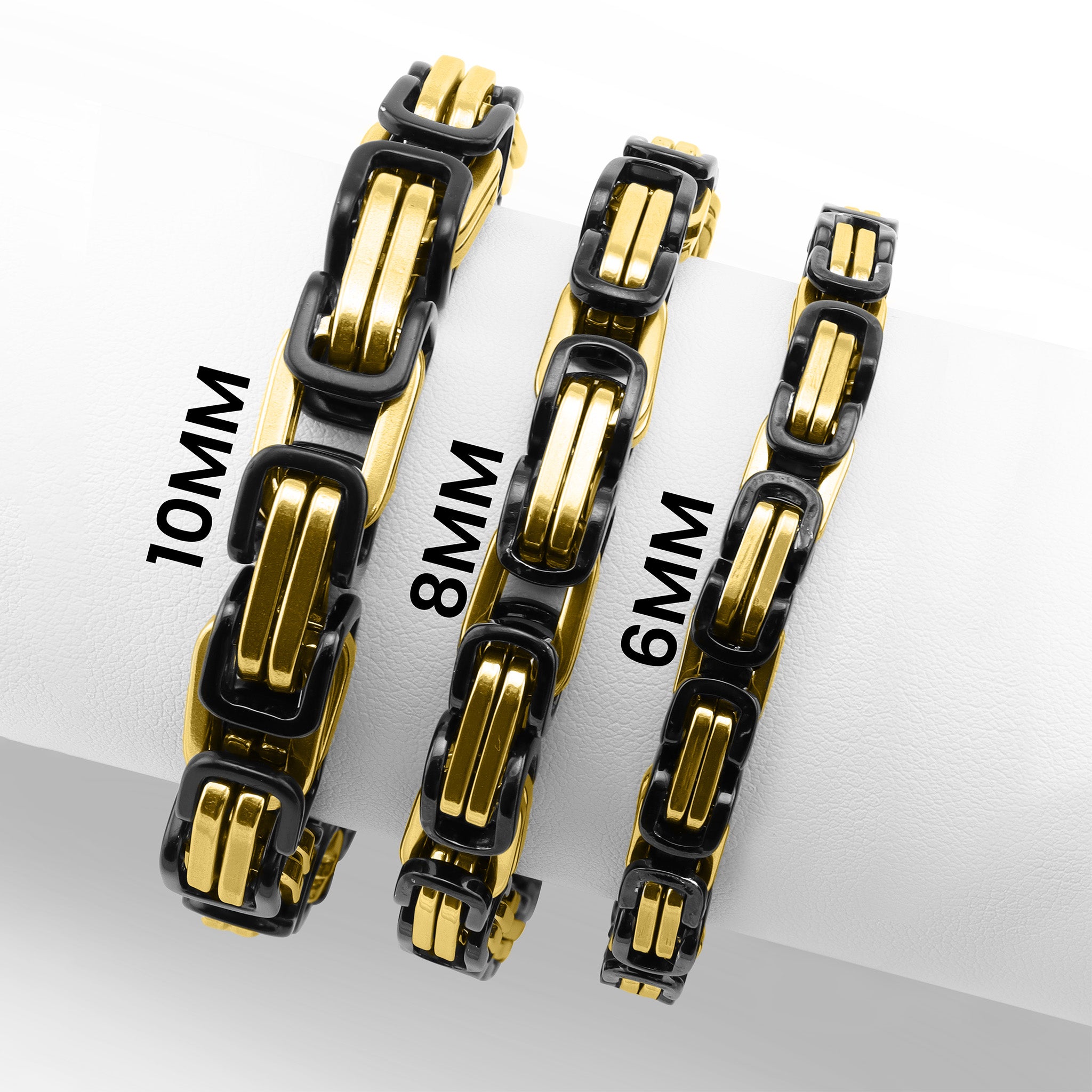 18K Gold PVD & Black Stainless Steel Byzantine Chain Bracelet or Anklet / BRJ9089、mySite、dreamappss