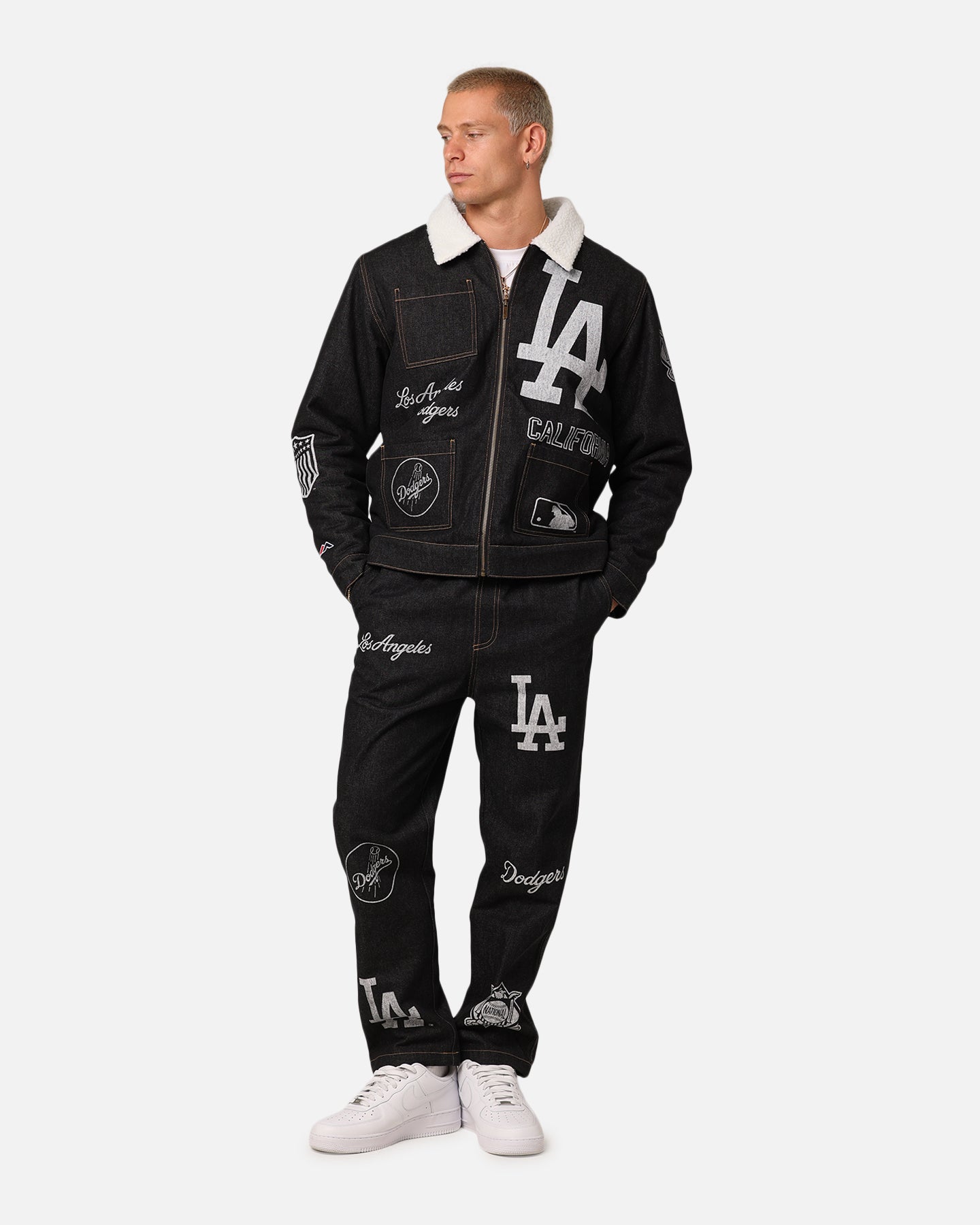 Majestic Athletic Los Angeles Dodgers Etched Denim Jeans Washed Black Denim、mySite、zt4zffjzw