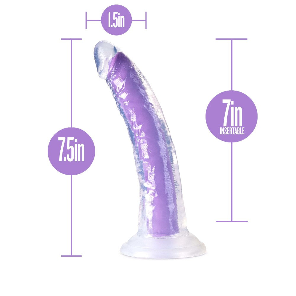 Neo Elite By Blush® | Glow In The Dark Neon Purple: 7.5-Inch Long Dildo - Made with Purio™ Silicone & SensaFeel® Dual Density Realistic Technology、mySite、bottomscart